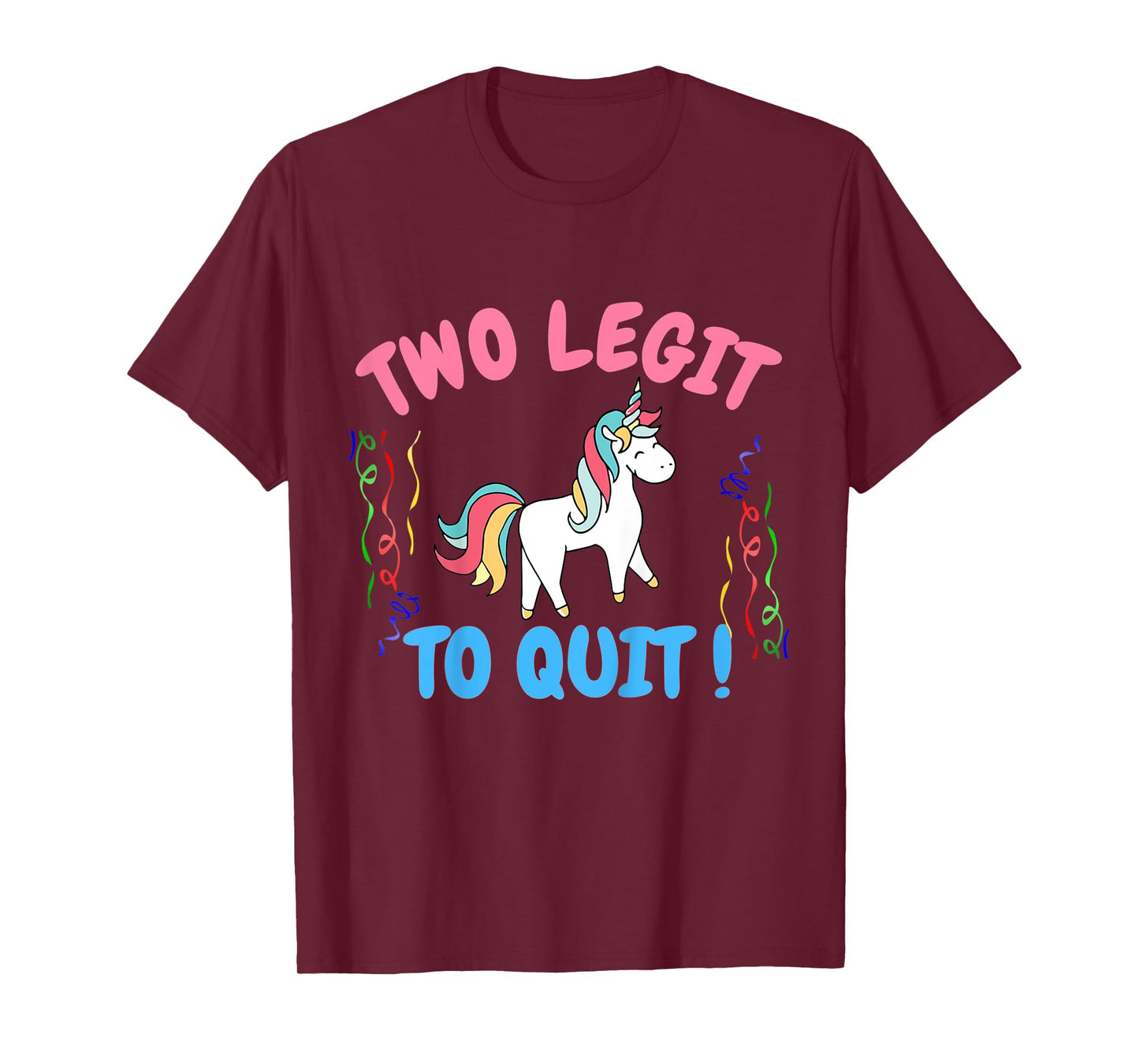Kids Two Legit To Quit Funny 2nd Birthday Gift Unicorn T-Shirt