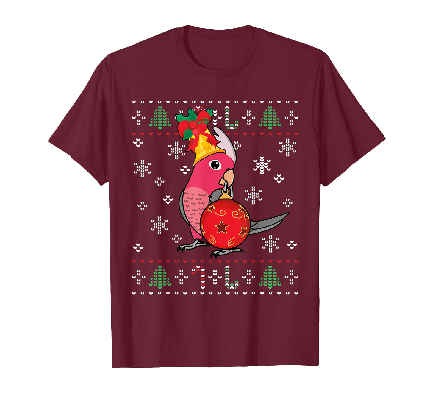 Rose-breasted Galah Cockatoo Parrot I Ugly Christmas T-Shirt