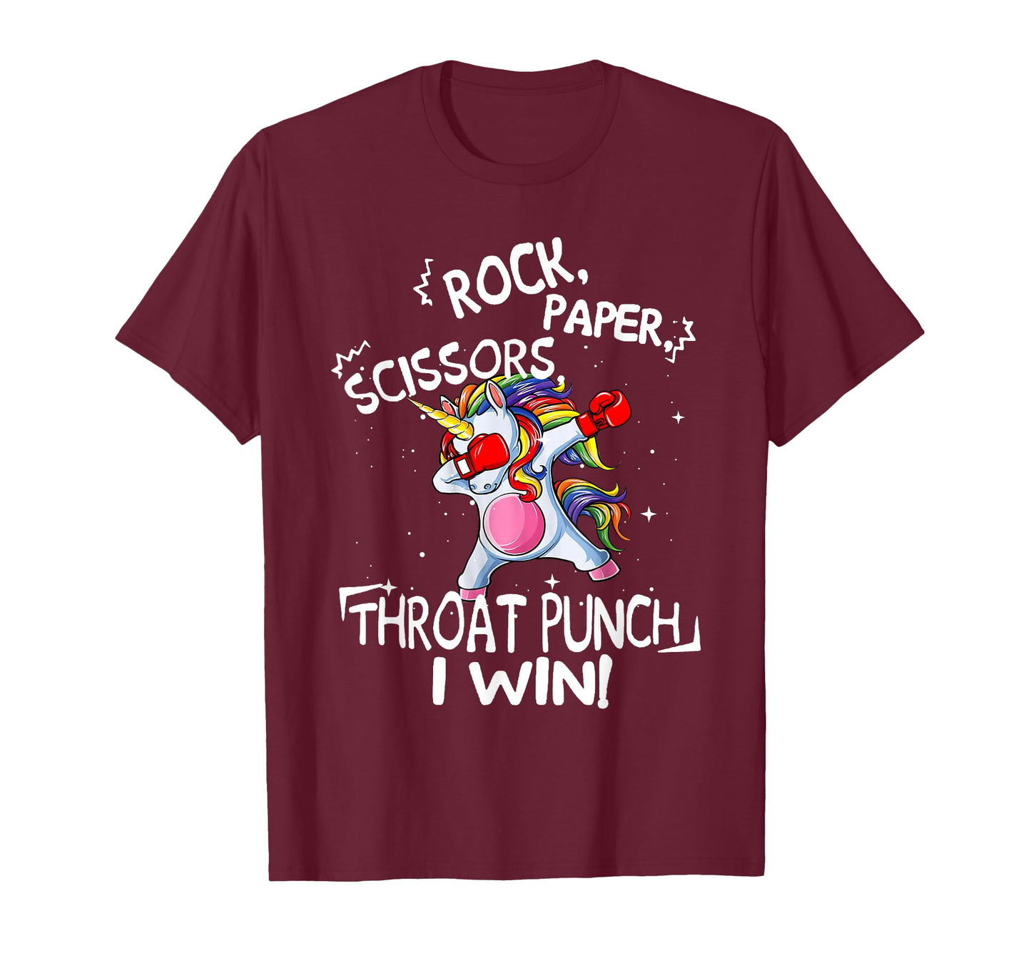 Rock Paper Scissors Throat Punch I win Unicorn Boxing T-Shirt