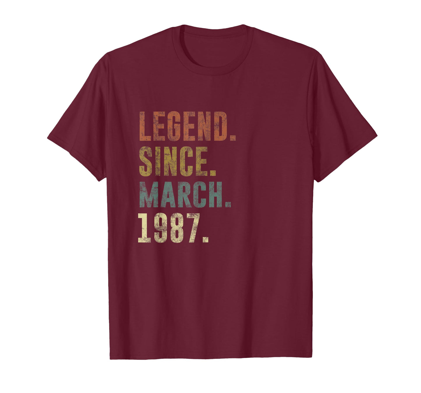36th Retro Birthday Vintage Legend Since March 1987 T-Shirt