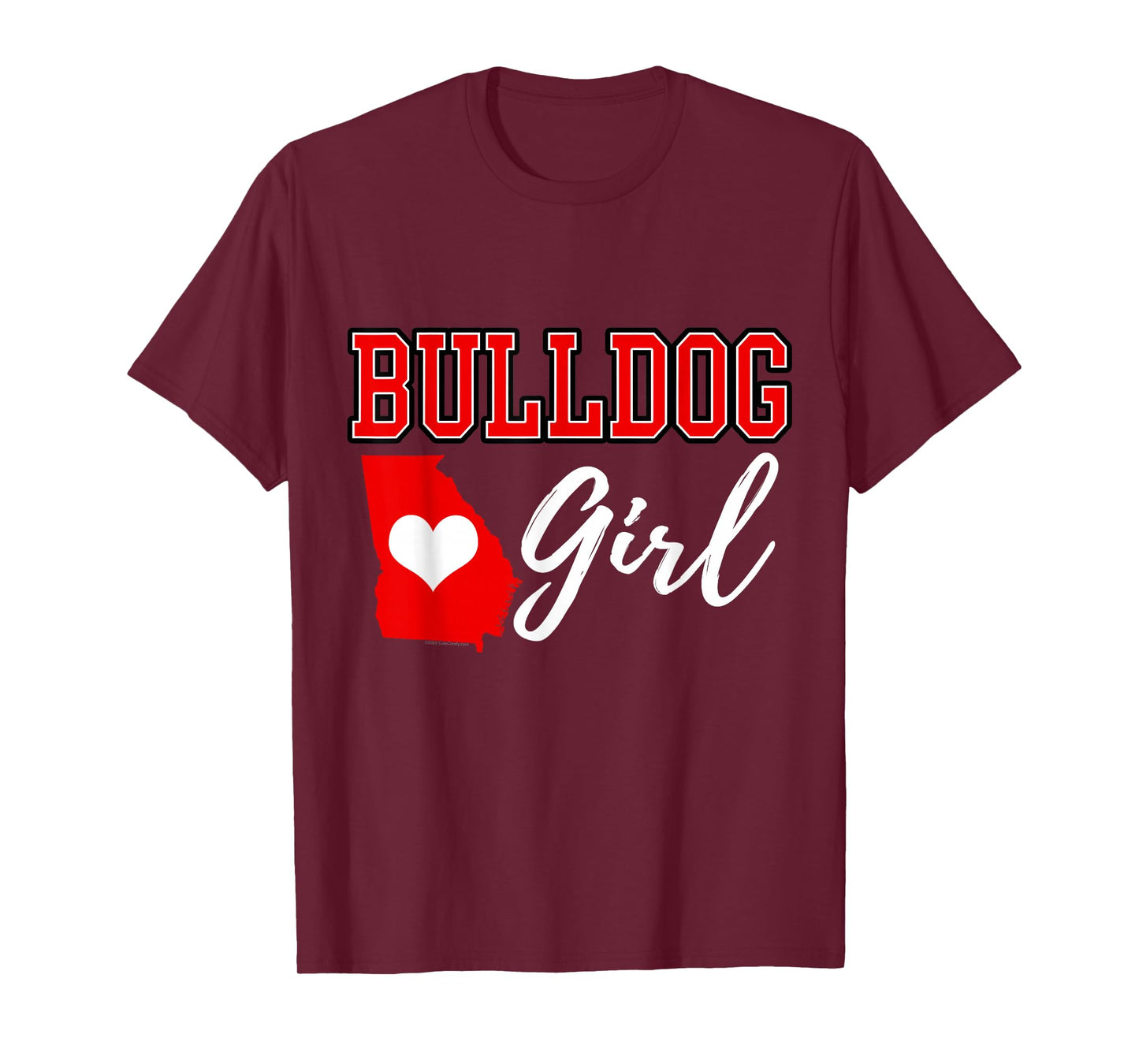 Bulldog Girl Heart Map Shape Souvenir Gift for Women T-Shirt