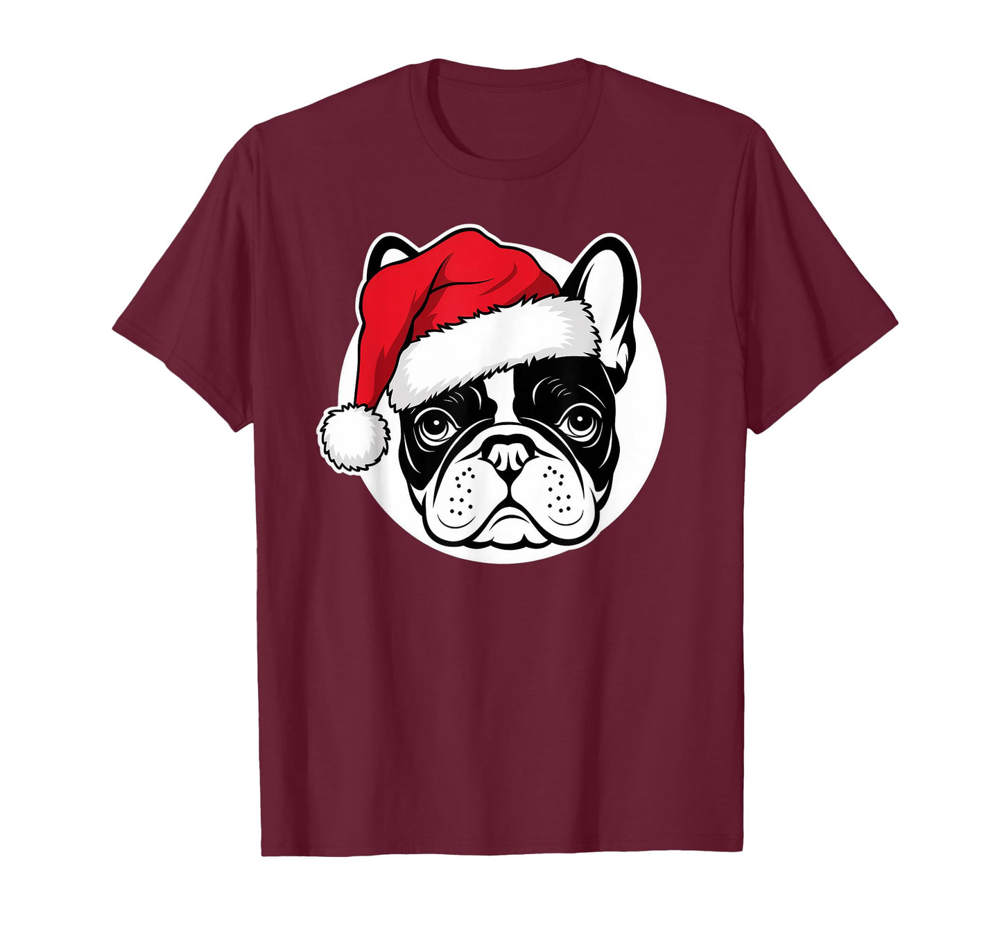 Joyful Frenchie Santa Dog on French Bulldog Christmas T-Shirt