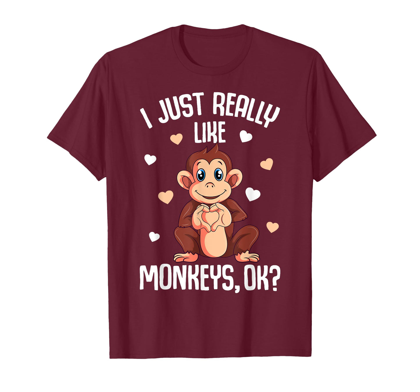 I Just Really Like Monkeys Kids Girls Women Monkey T-Shirt