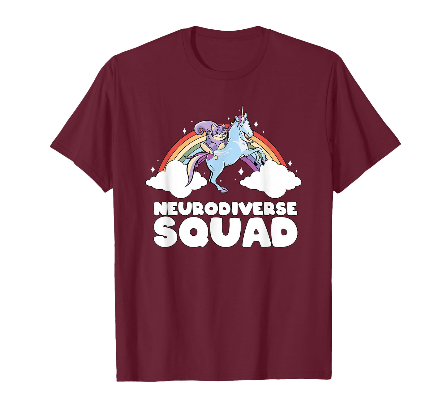 Neurodiverse Squad ADHD Squirrel Unicorn Rainbow Autism T-Shirt
