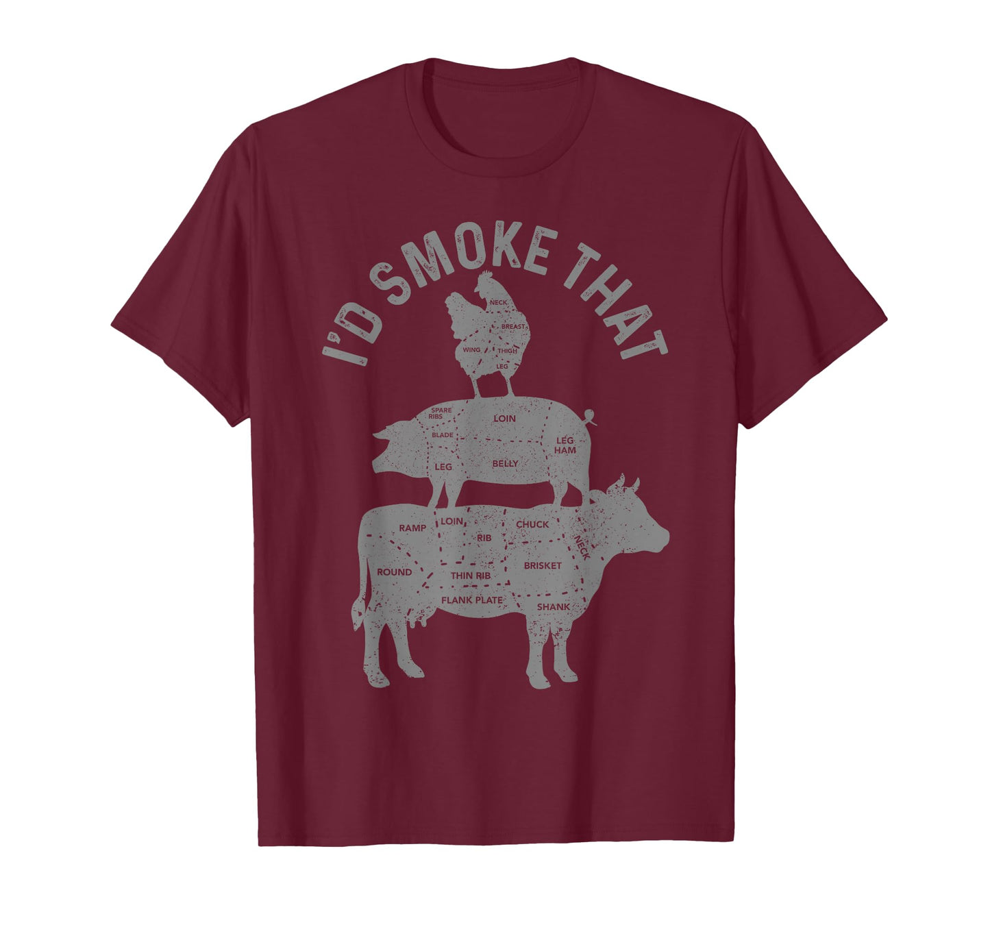 Chef Butcher BBQ I'd Smoke That Pork Beef Funny Father's Day T-Shirt