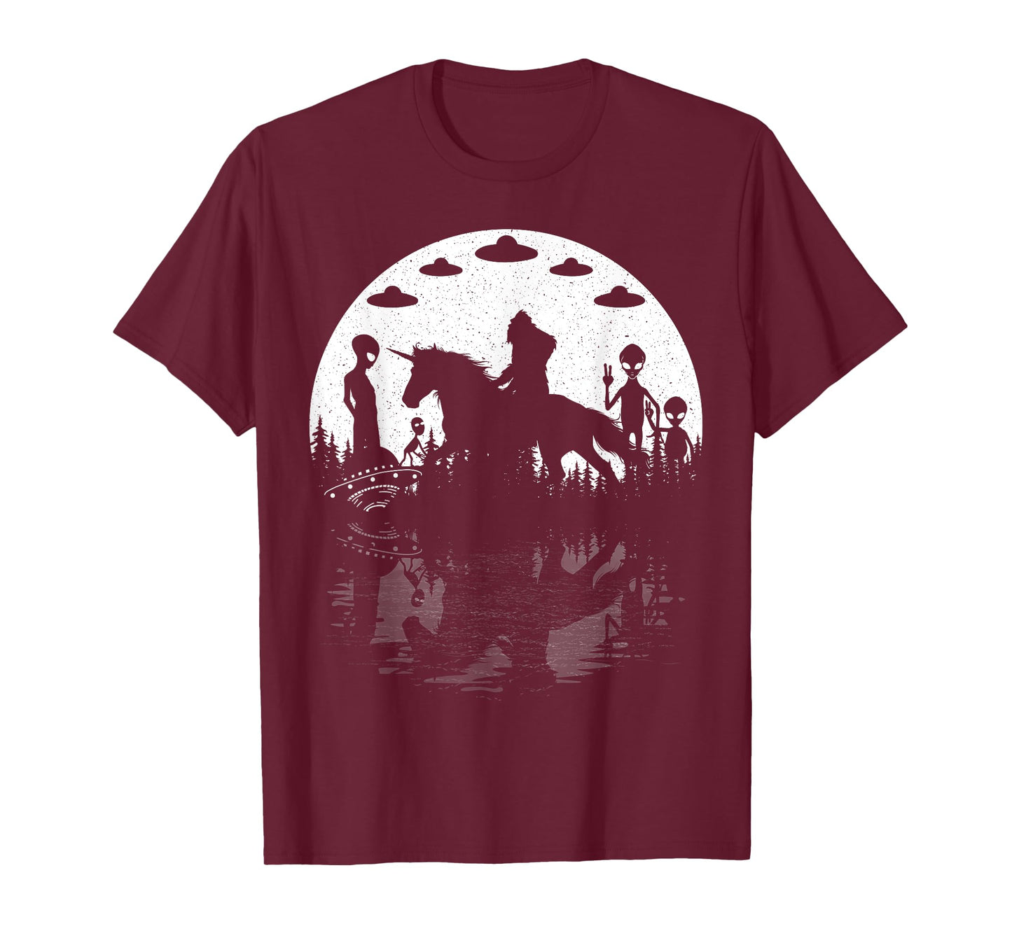 Bigfoot Riding Unicorn! Funny Sasquatch Ufo Cryptid Aliens T-Shirt