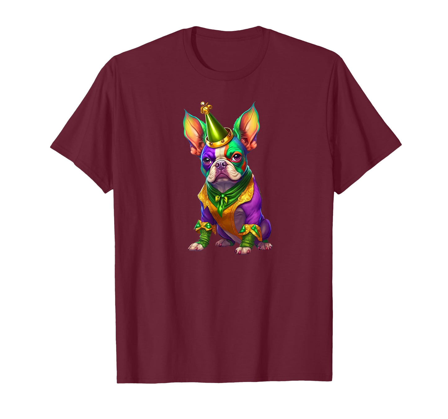 Mardi Gras Green Purple & Gold French Bulldog T-Shirt