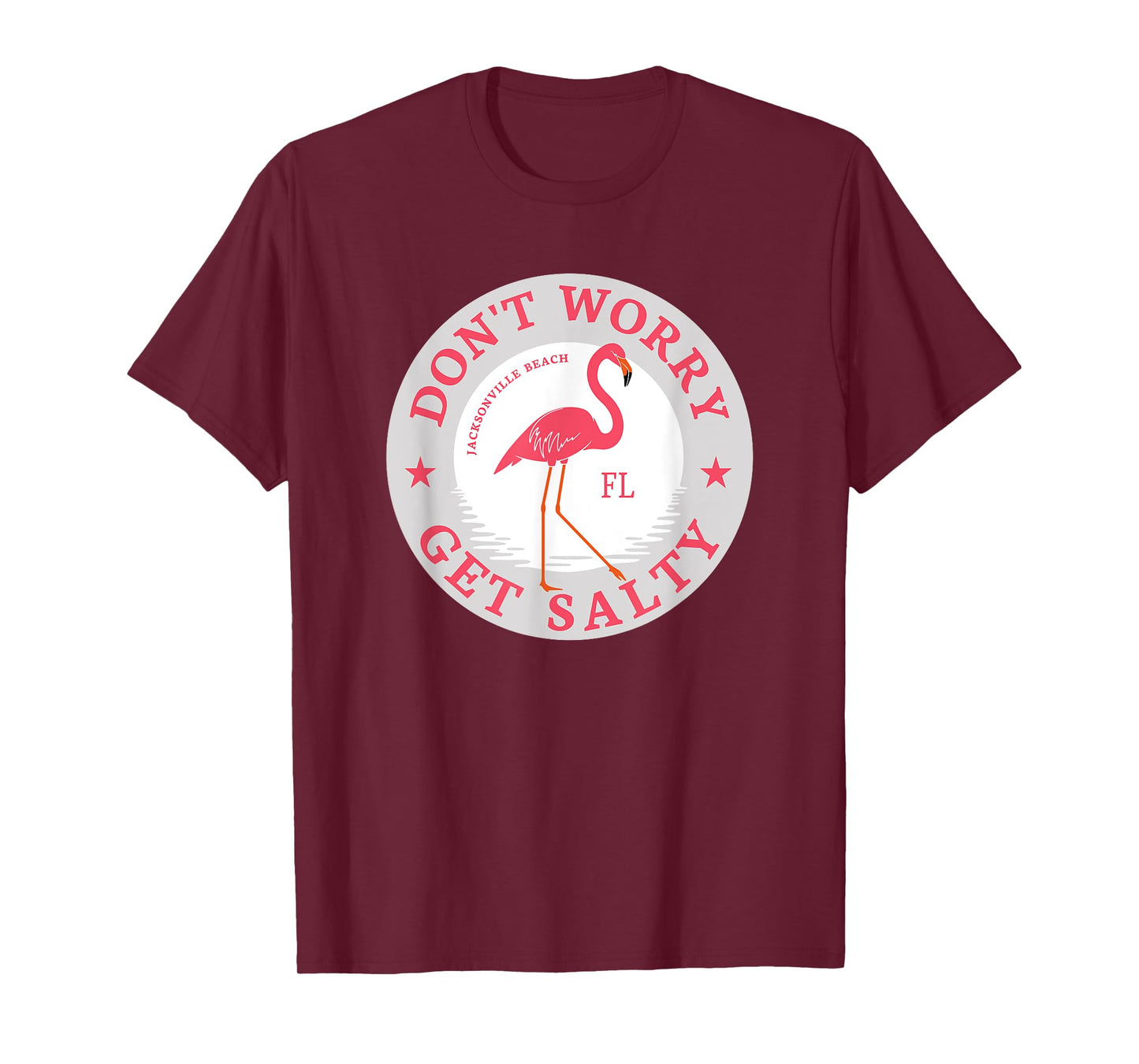 Don't Worry Get Salty Jacksonville Beach, FL Summer Flamingo T-Shirt