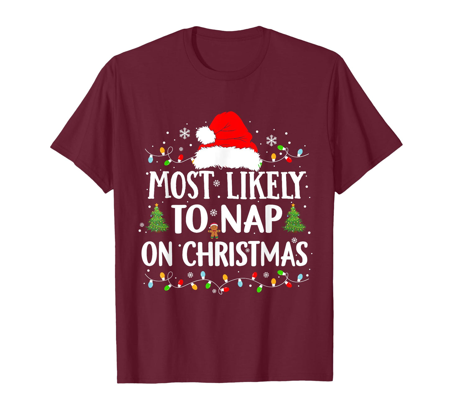 Most Likely To Nap On Christmas Funny Xmas Nap T-Shirt