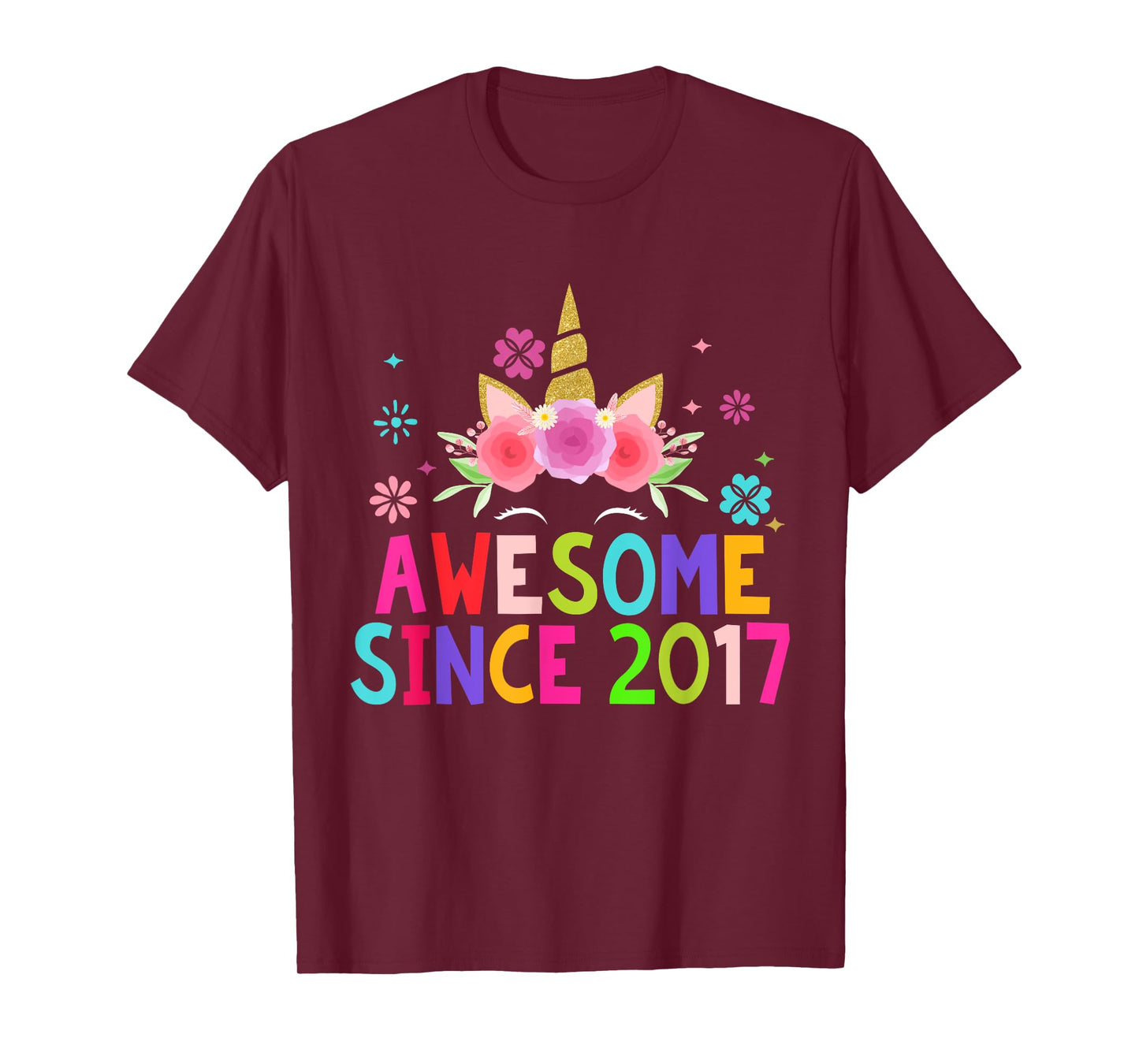 3rd Birthday Unicorn 3 Years Old Girl Awesome Since 2017 T-Shirt