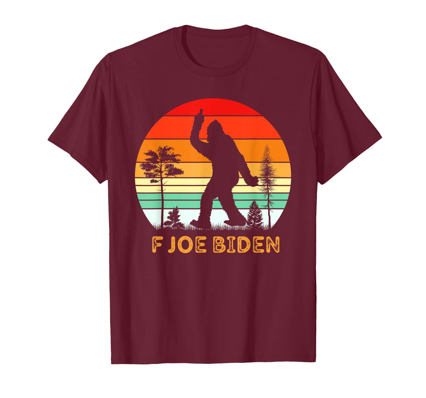 F Joe Biden Bigfoot Flipping the Bird Retro Vintage T-Shirt