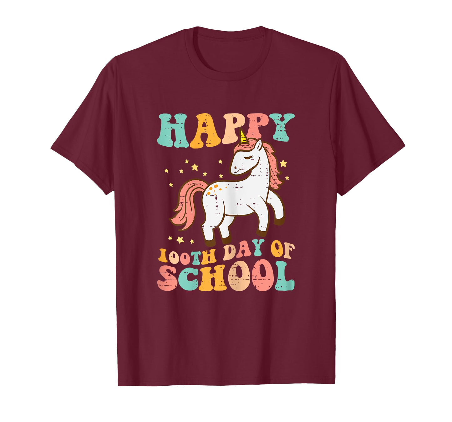 Happy 100th Day School Unicorn Retro 100th Day Women Girls T-Shirt