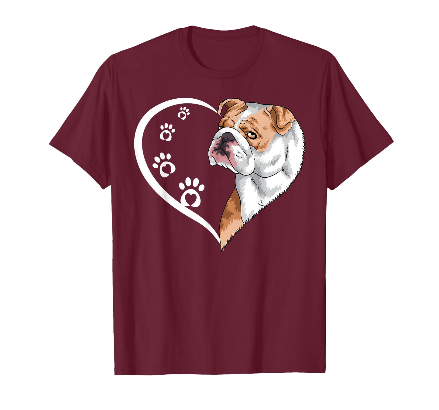 English Bulldog Shirts For Women Girls Kids Heart Cute T-Shirt