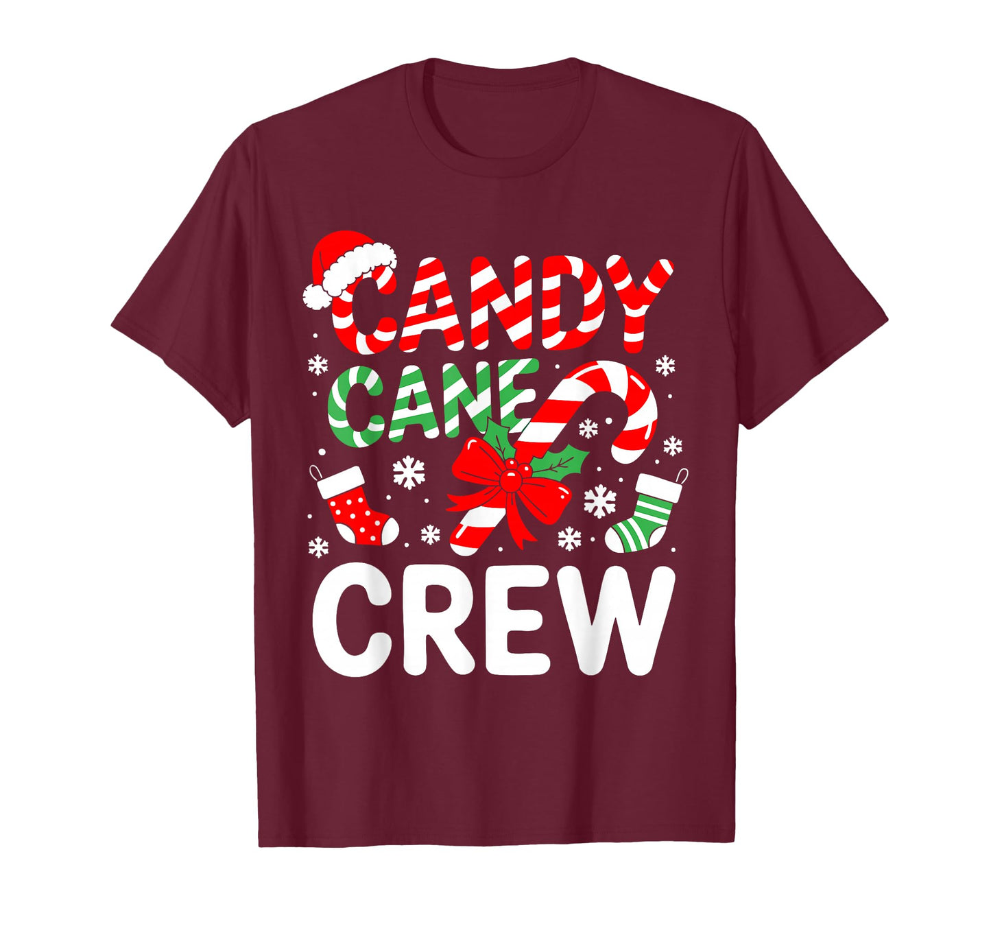 Candy Cane Crew Shirt Adult Men Women Kids Christmas Pajamas T-Shirt