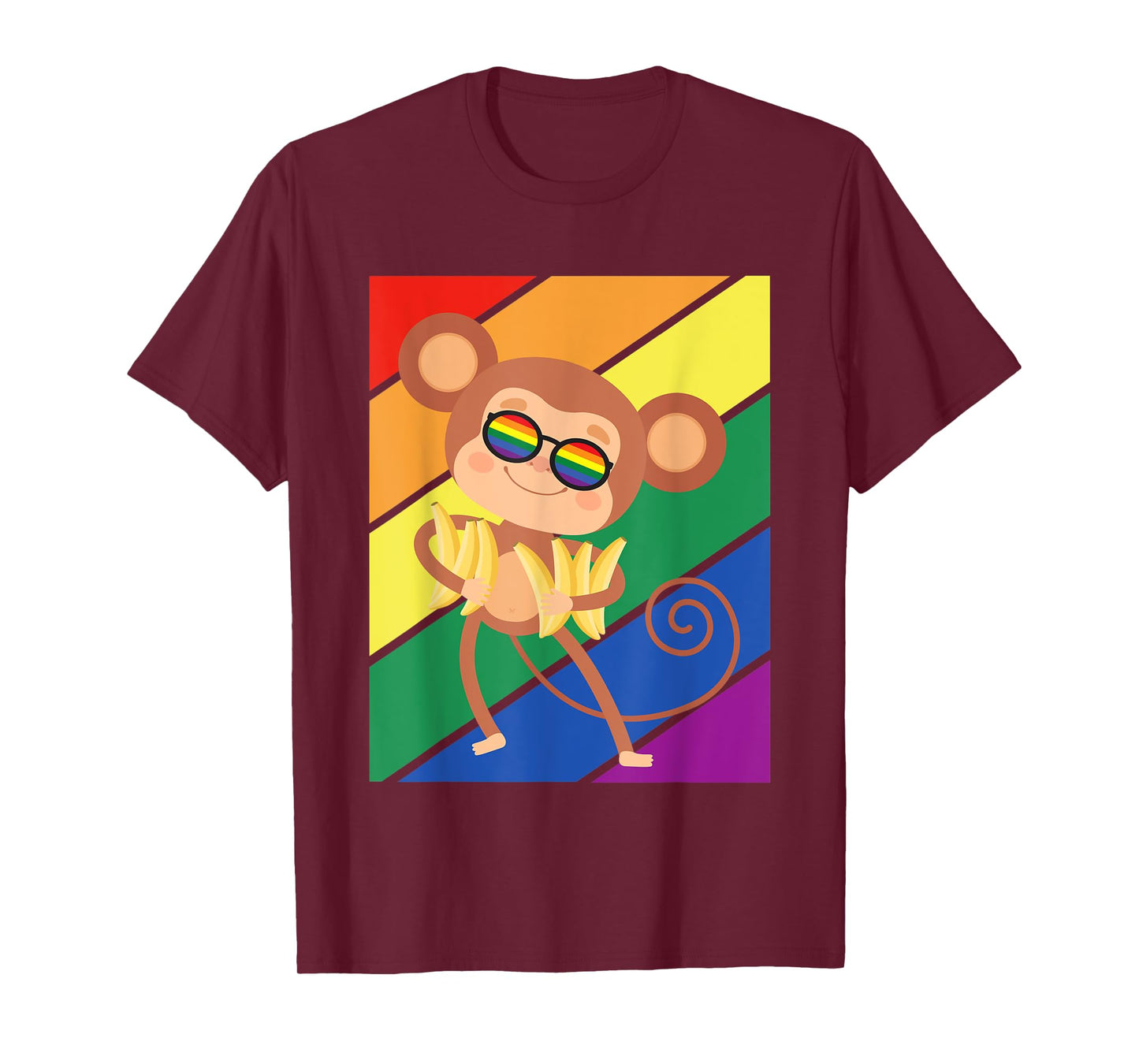 LGBTQ Flag Gay Pride Month Rainbow Monkey With LGBT Glasses T-Shirt