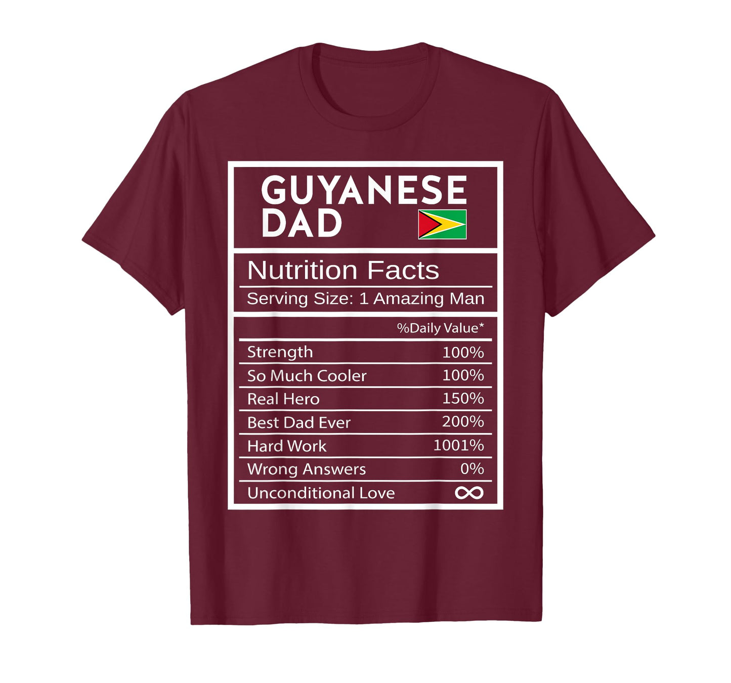 Guyanese Dad Nutrition Facts National Pride Gift For Dad T-Shirt