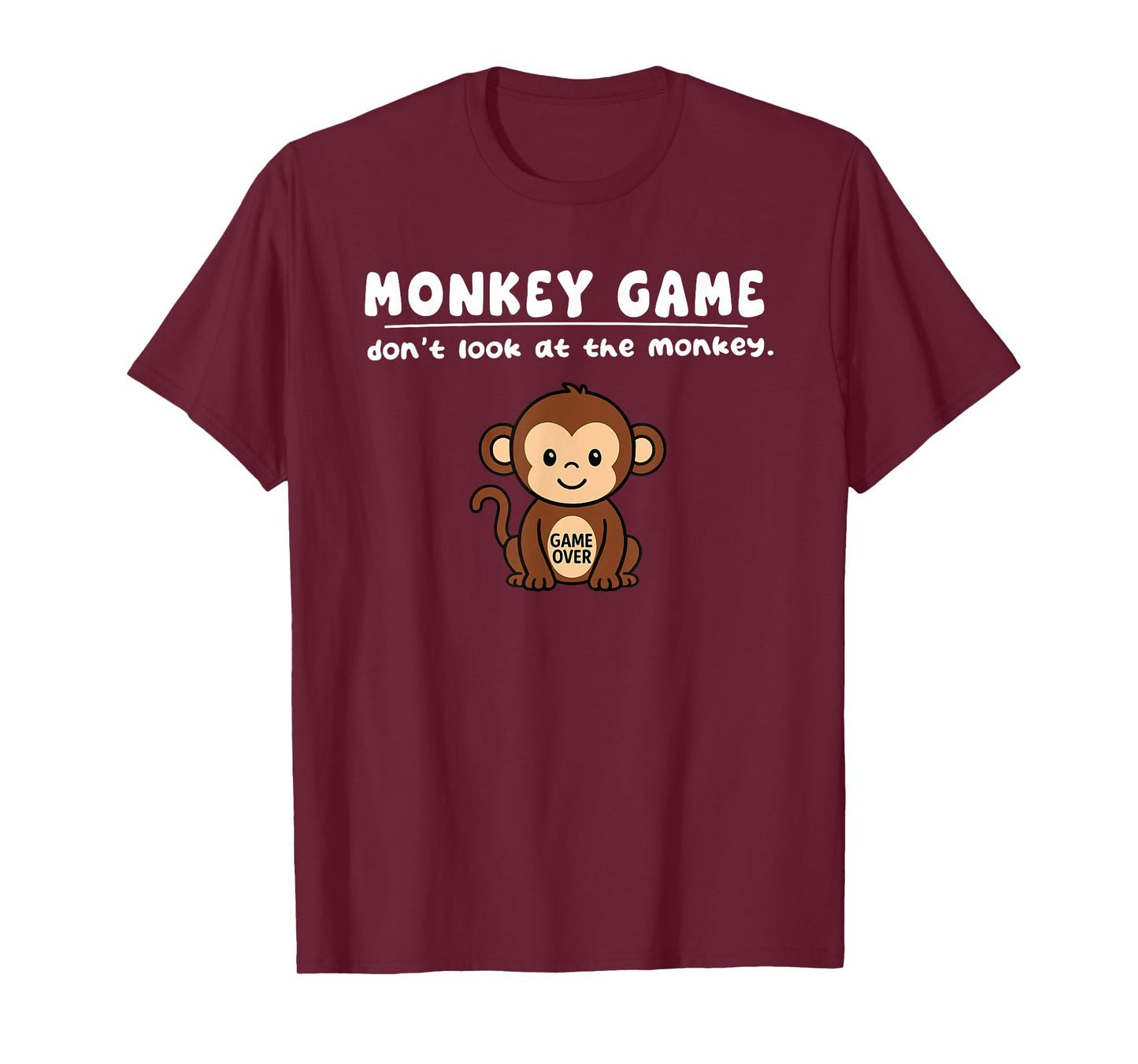 Funny Monkey Game Dont Look Game Over Boys Girls Kids T-Shirt
