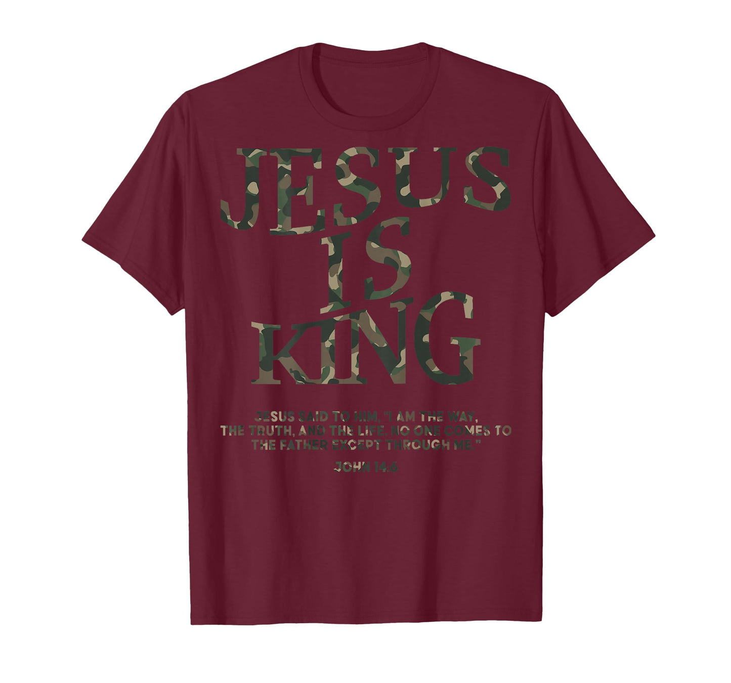 Camo Jesus Is King Shirt Christian Youth Men God Son Brother T-Shirt
