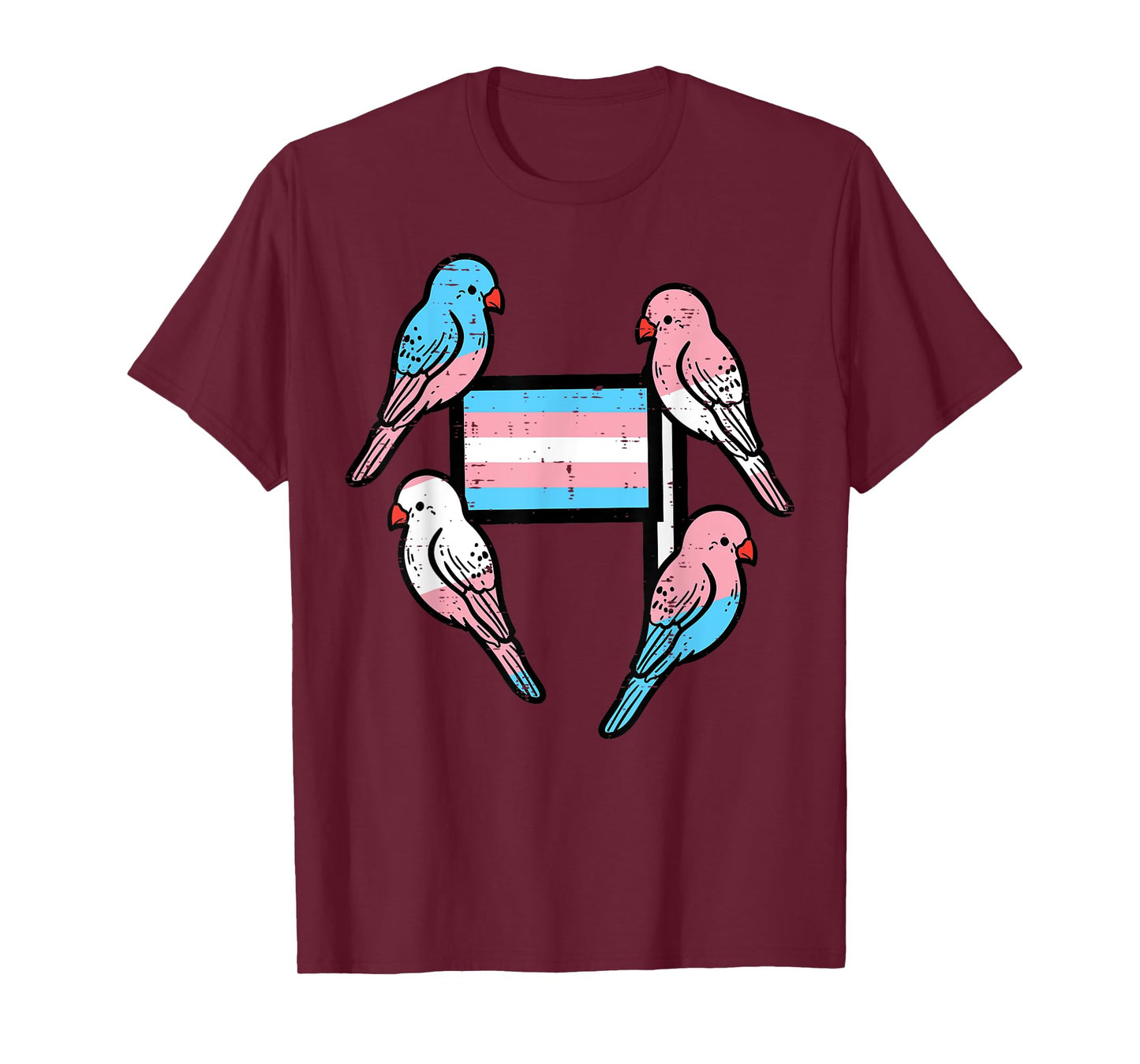 Trans Flag Birds Transgender Pride Lgbtq Ally Men Women Kids T-Shirt