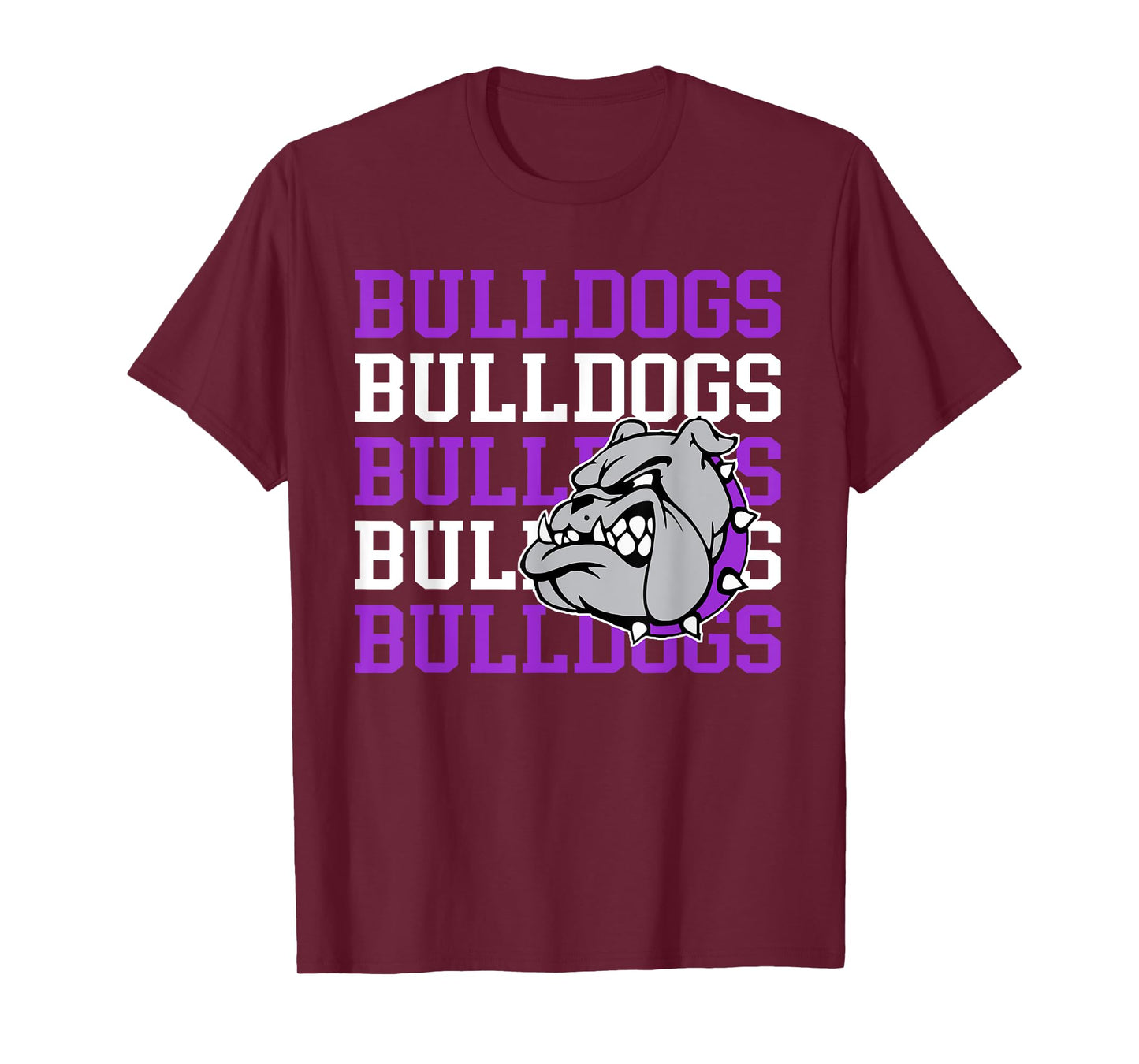 Purple Bulldogs School Spirit Bulldog Mascot Teacher Bulldog T-Shirt