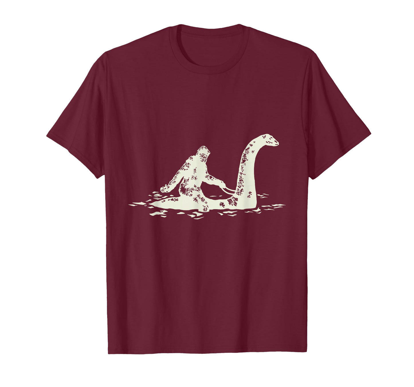 Bigfoot Sasquatch Riding The Loch Ness Monster Funny,Short Sleeve T-Shirt