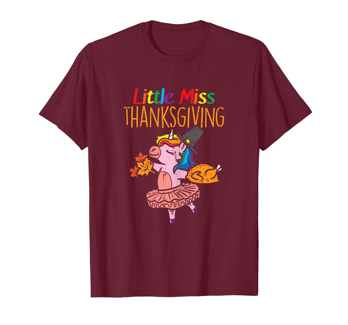 Unicorn Little Miss Thanksgiving Cute Toddler Kids Girls T-Shirt