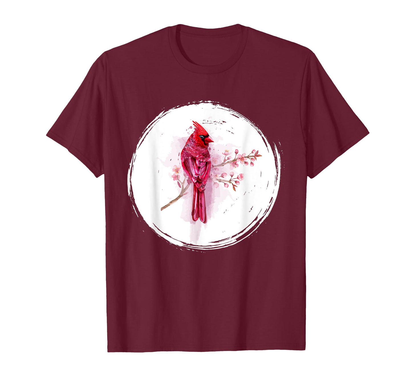 Vintage Cherry Blossom Bird Animal Sakura Red Cardinal T-Shirt