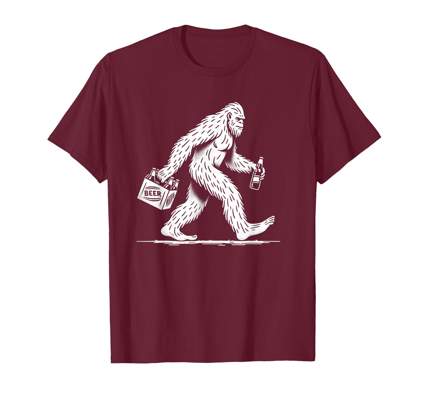 Retro Bigfoot Drinking Beer – Funny Sasquatch T-Shirt