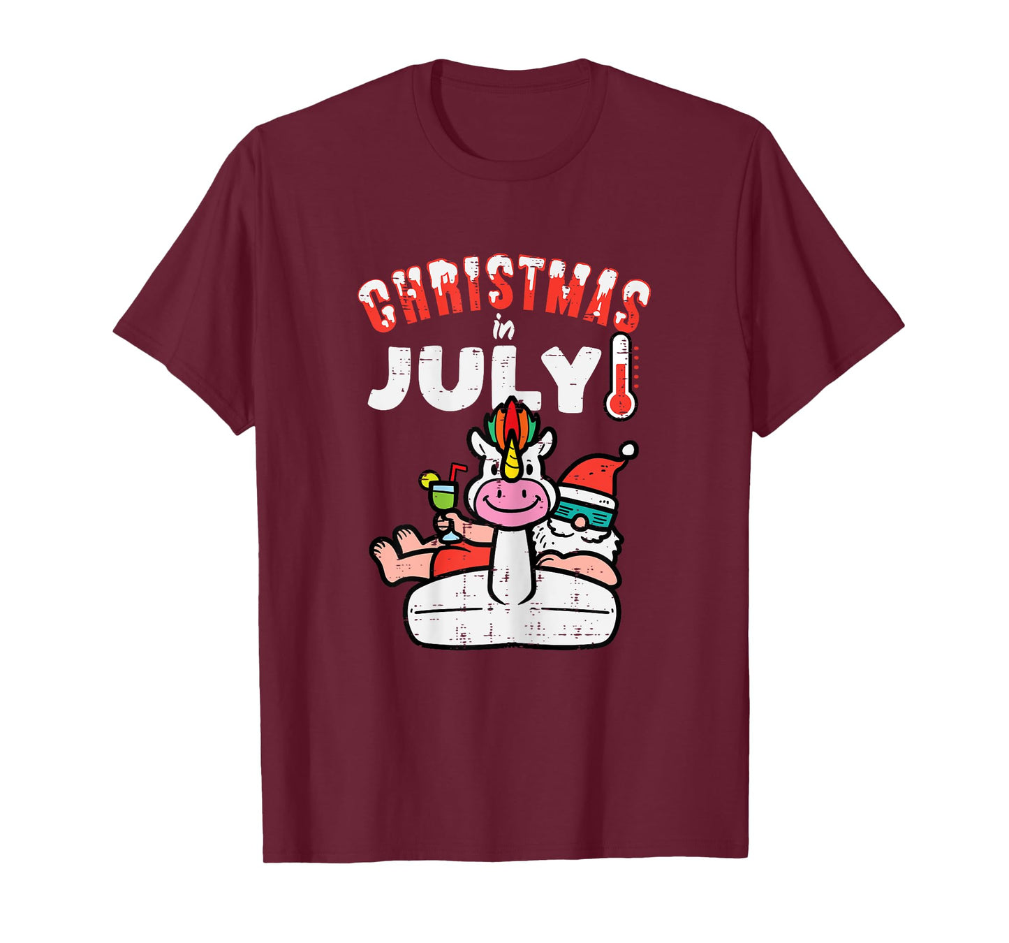 Christmas July Santa Unicorn Float Xmas Girls Kids Toddler T-Shirt