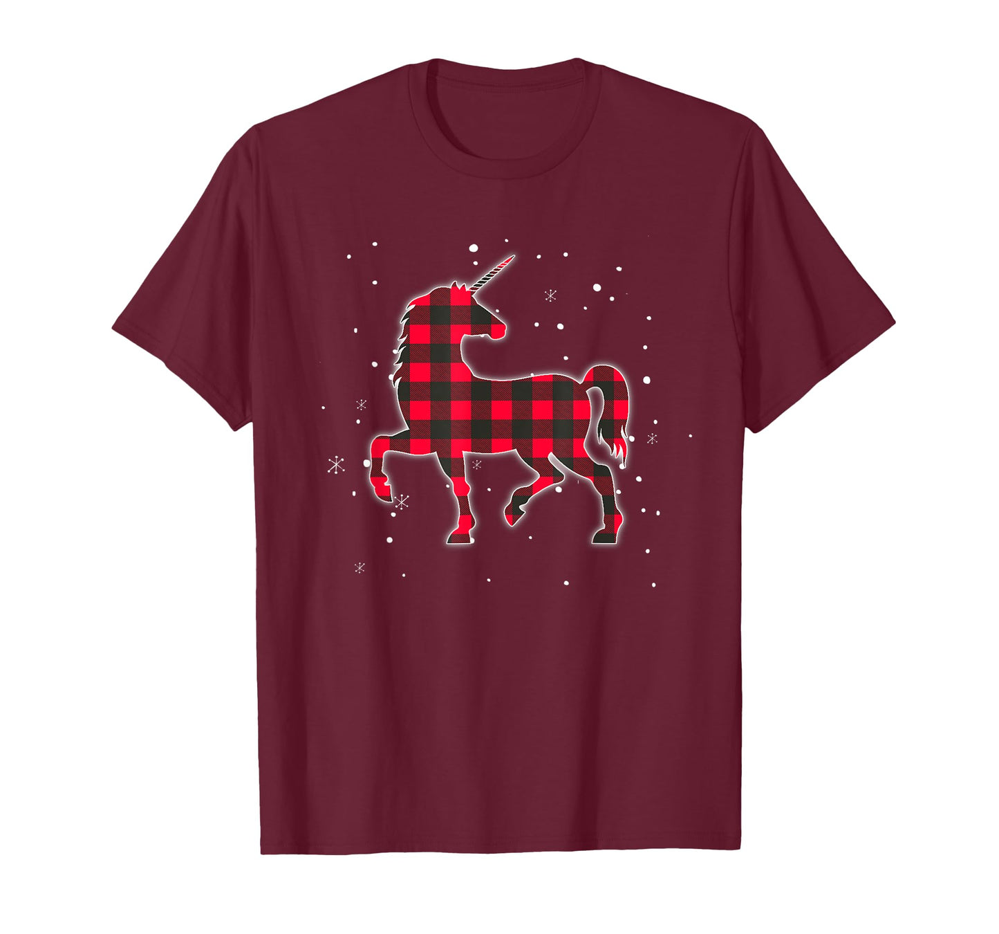 Red Plaid Unicorn Christmas Matching Buffalo Family Pajama T-Shirt