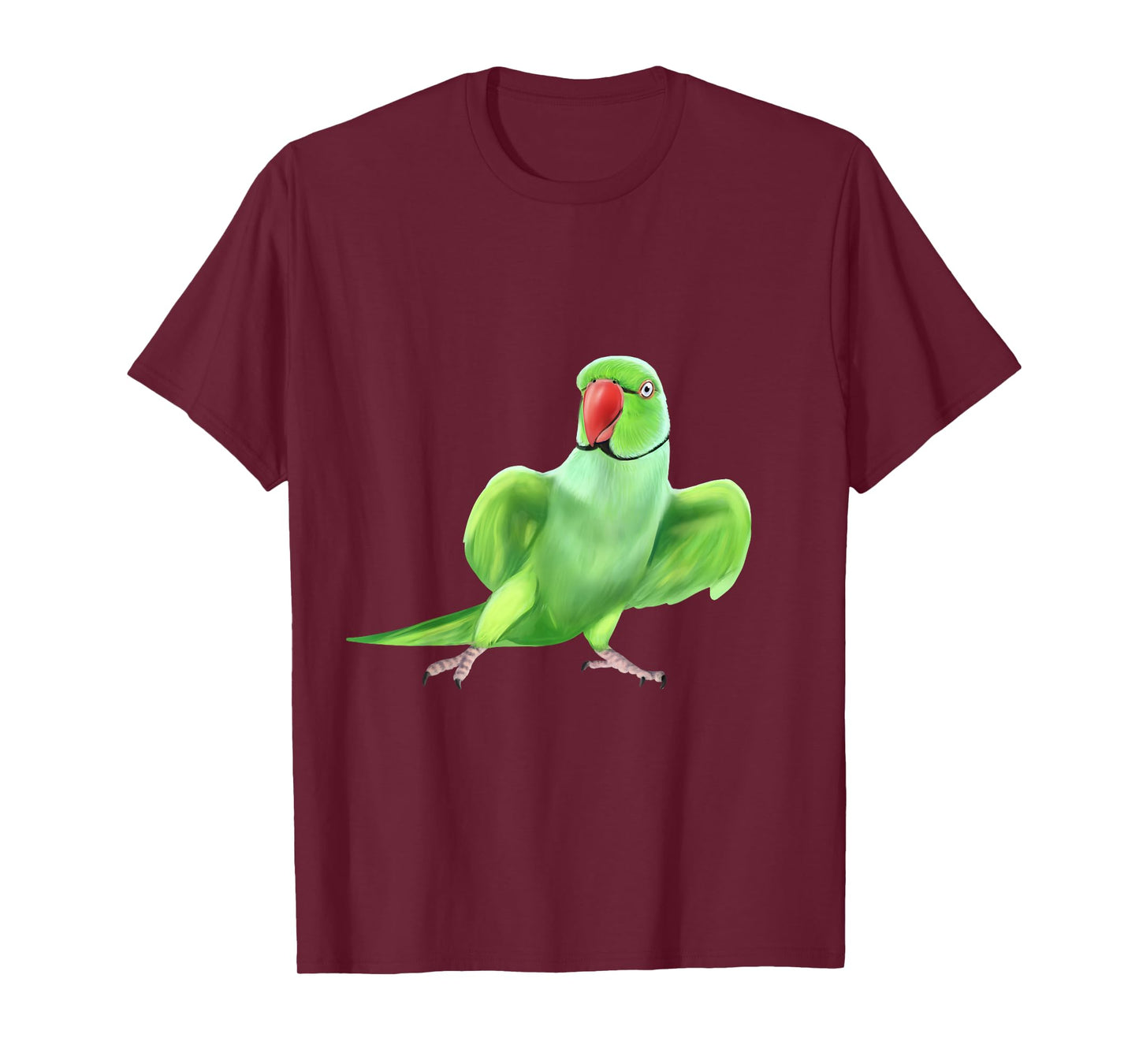 Birdy Birbs Indian Ringneck Parrot T-Shirt, Women's Unisex Adults, Black, Small, Short Sleeve, Cotton 60% Polyester 40%