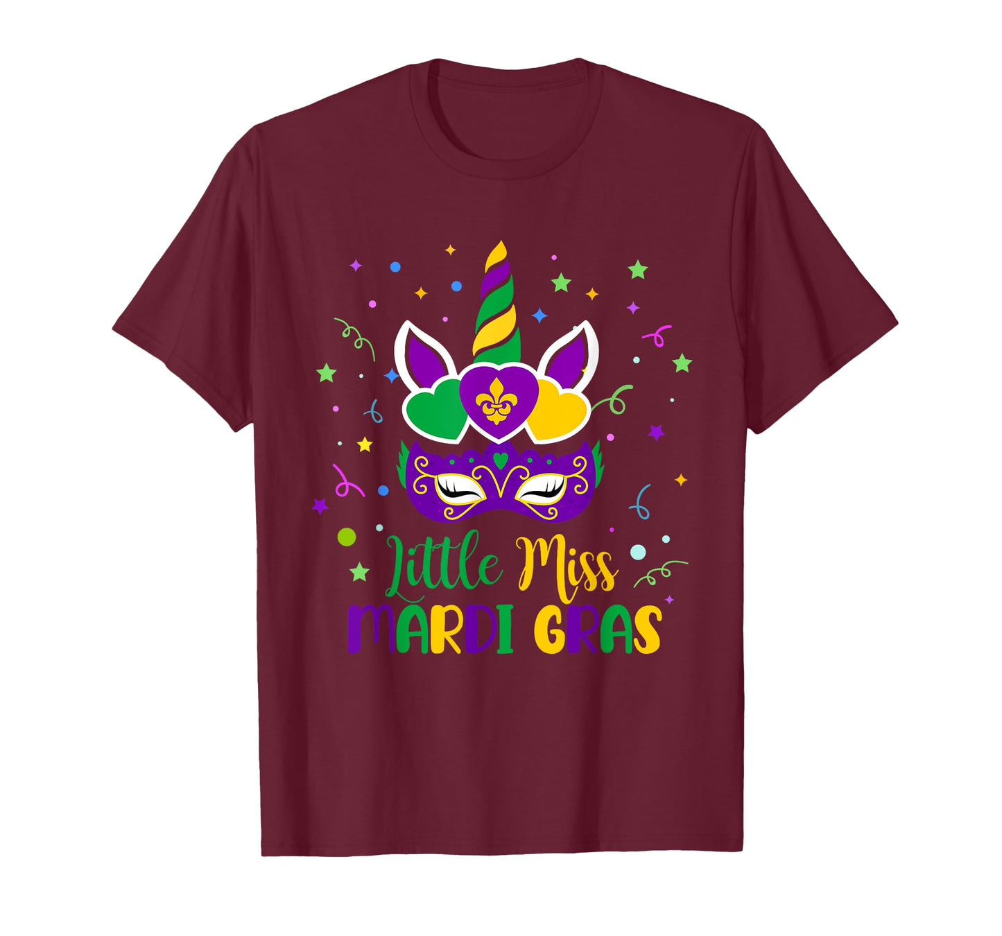 Little Miss Mardi Gras Carnival Unicorn For Toddler Girl Kid T-Shirt