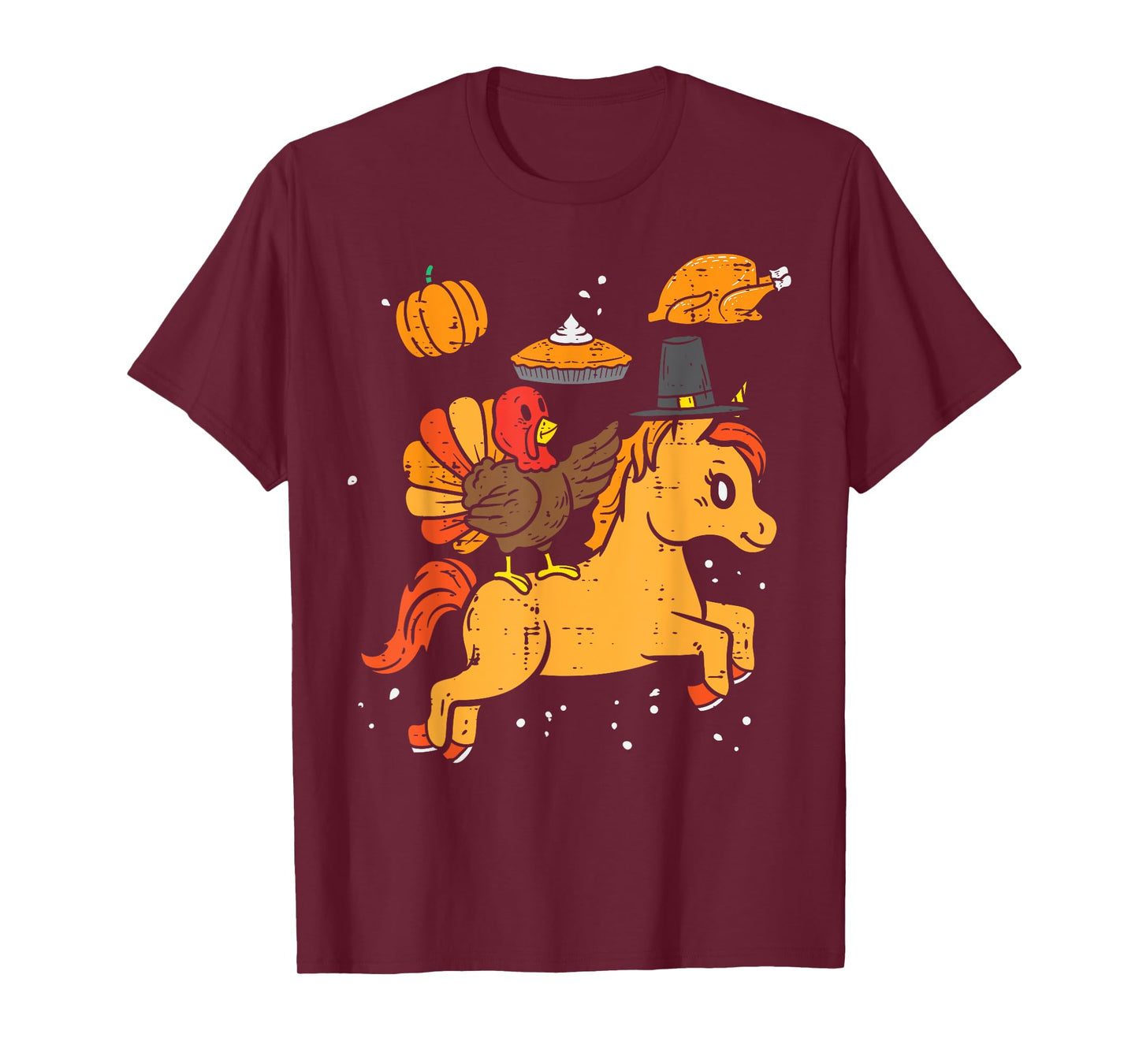 Turkey Ridin Unicorn Pumpkin Thanksgiving Toddler Girls Kids T-Shirt