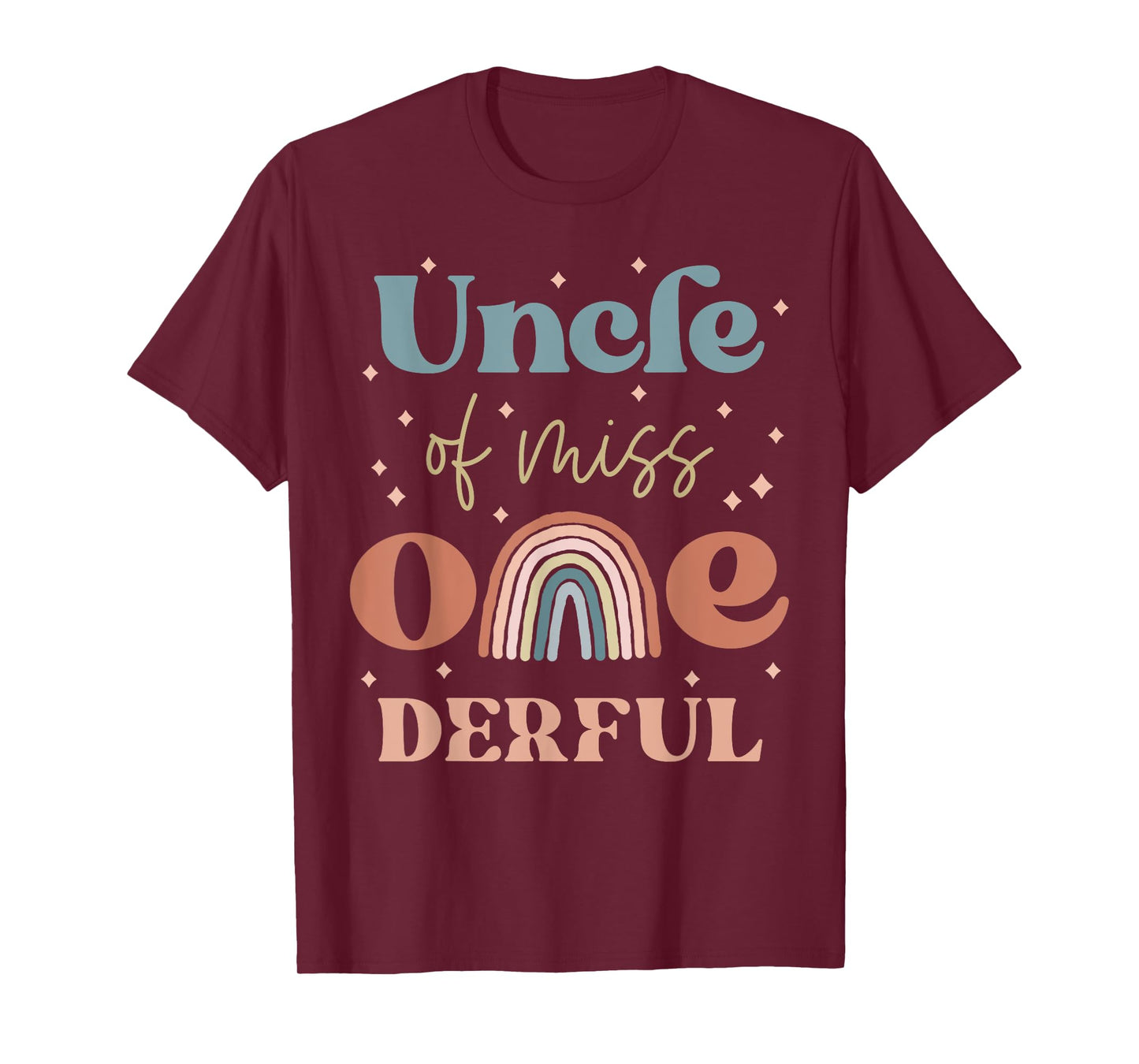 Uncle of Miss Onederful Boho Rainbow Niece First Birthday T-Shirt