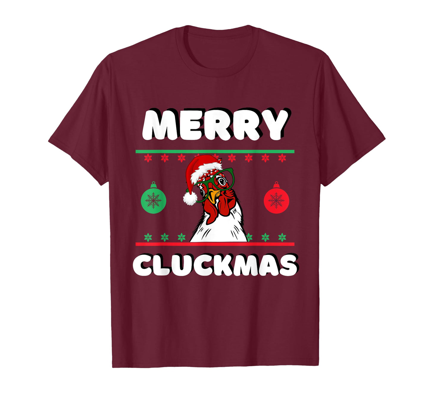 Merry Cluckmas Funny Chicken Christmas Retro Vintage T-Shirt