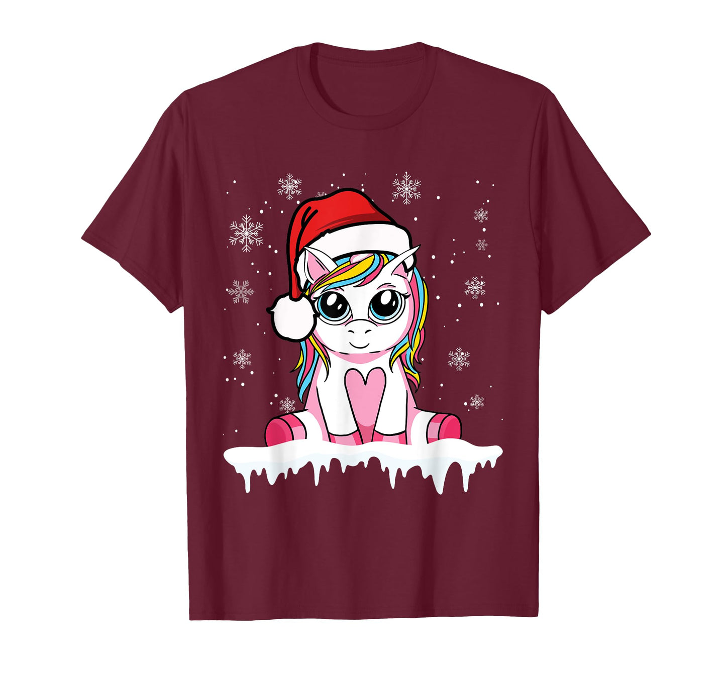Cute Christmas Shirt Girls Women Santa Unicorn Christmas T-Shirt