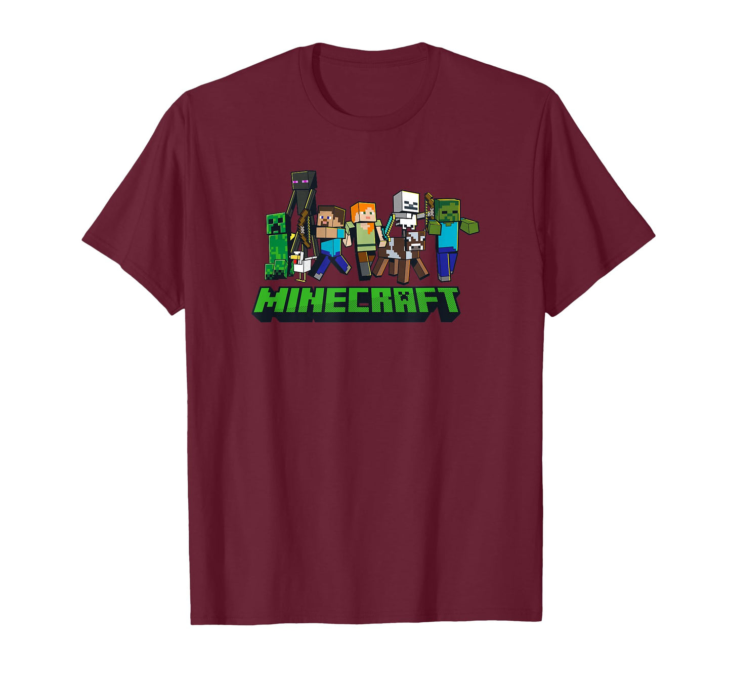Minecraft Unisex-Adults Kids T-Shirt, Skeleton, Grey, Small, Short Sleeve, Crew Neck, Modern, Graphic Design, Lightweight