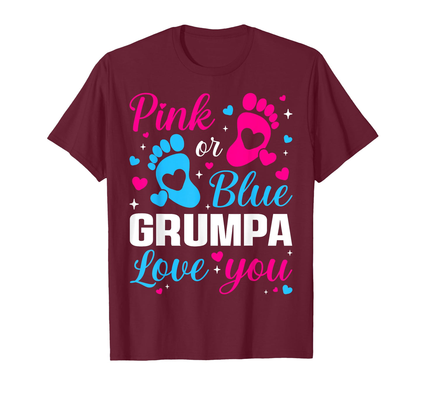 Gender Reveal Pink or Blue Grumpa Loves you Family T-Shirt