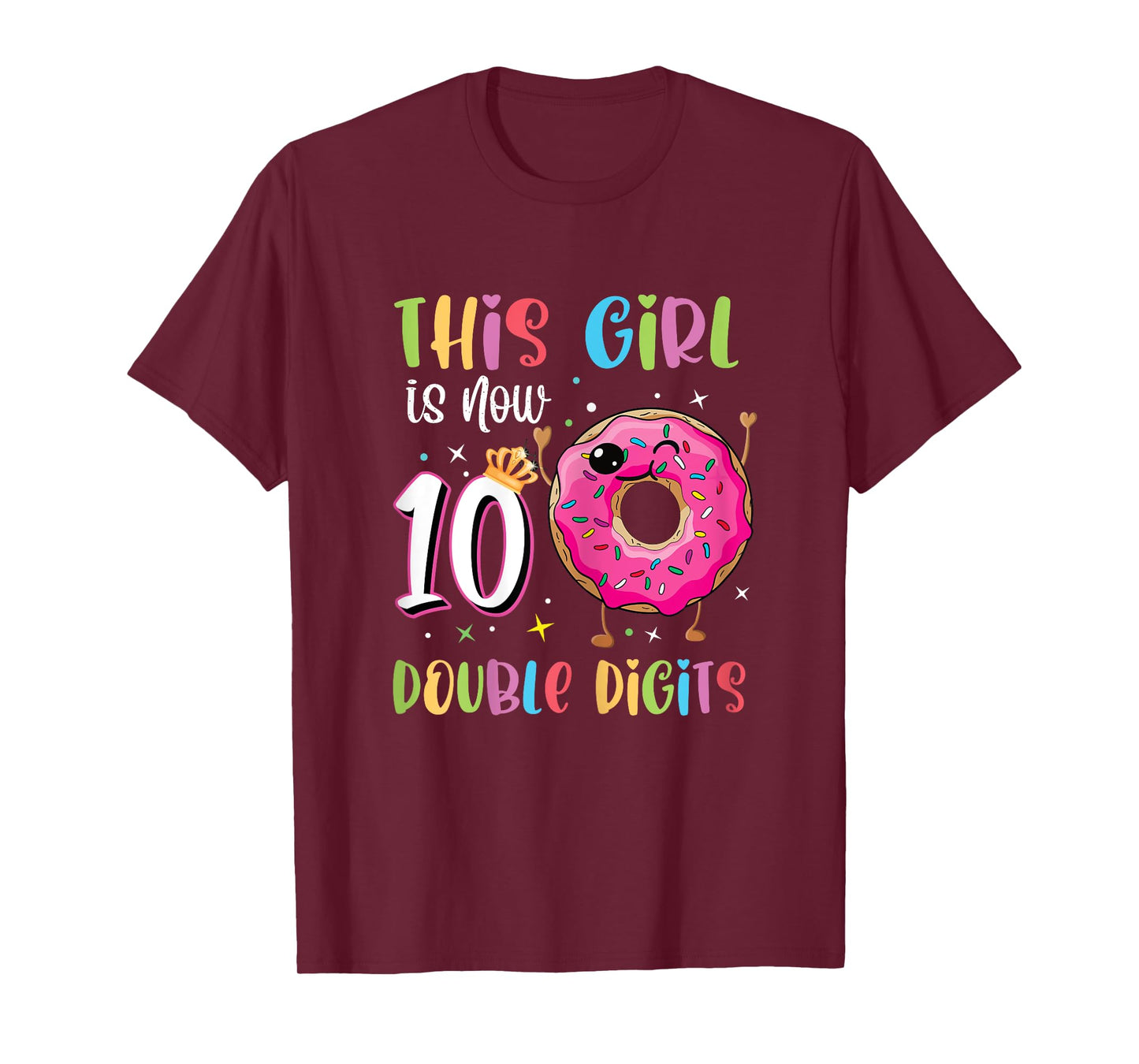 This Girl Is Now 10 Double Digits 10th birthday Donut T-Shirt