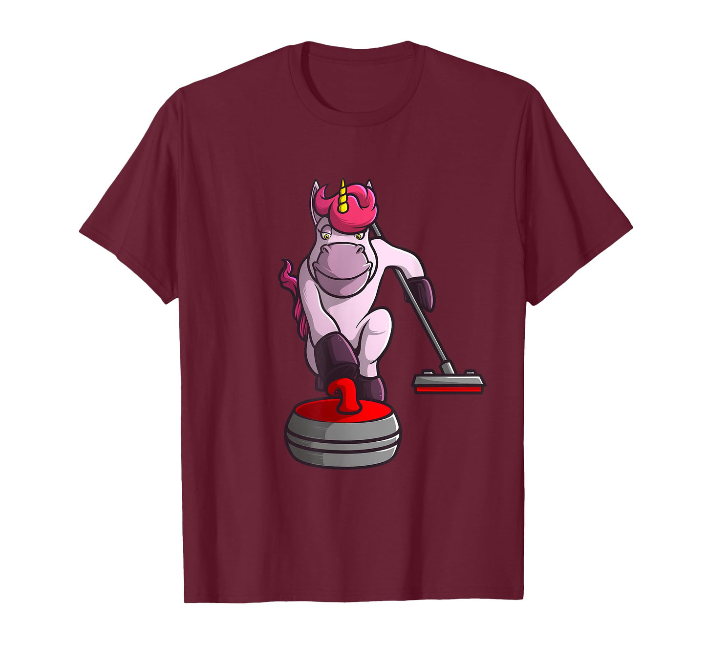 Funny Unicorn Curling Design For Men Women Curling Player T-Shirt