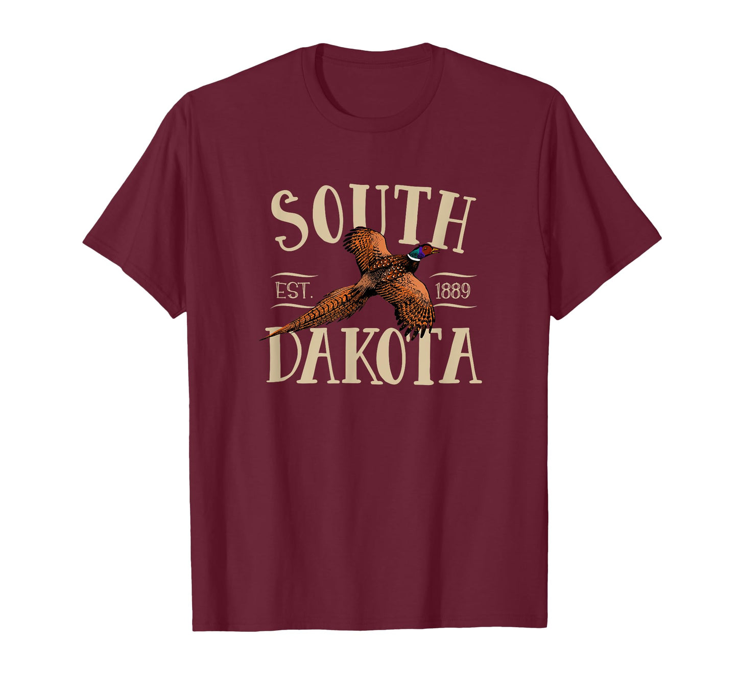 More Cool South Dakota Designs Unisex-Kids Black Small Modern Floral Letter Print T-Shirt with Distinctive Pheasant Design, Soft Cotton Fabric