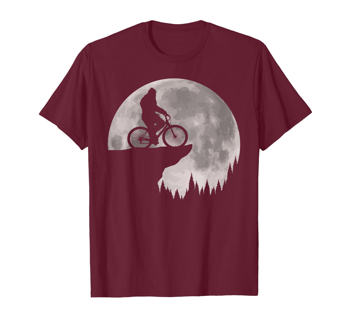Funny Bigfoot Riding Bike For Bikers! Cool Sasquatch Moon T-Shirt