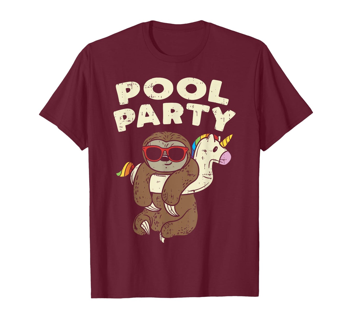 Pool Party Sloth Funny Animal Lover Birthday Party Kids Gift T-Shirt