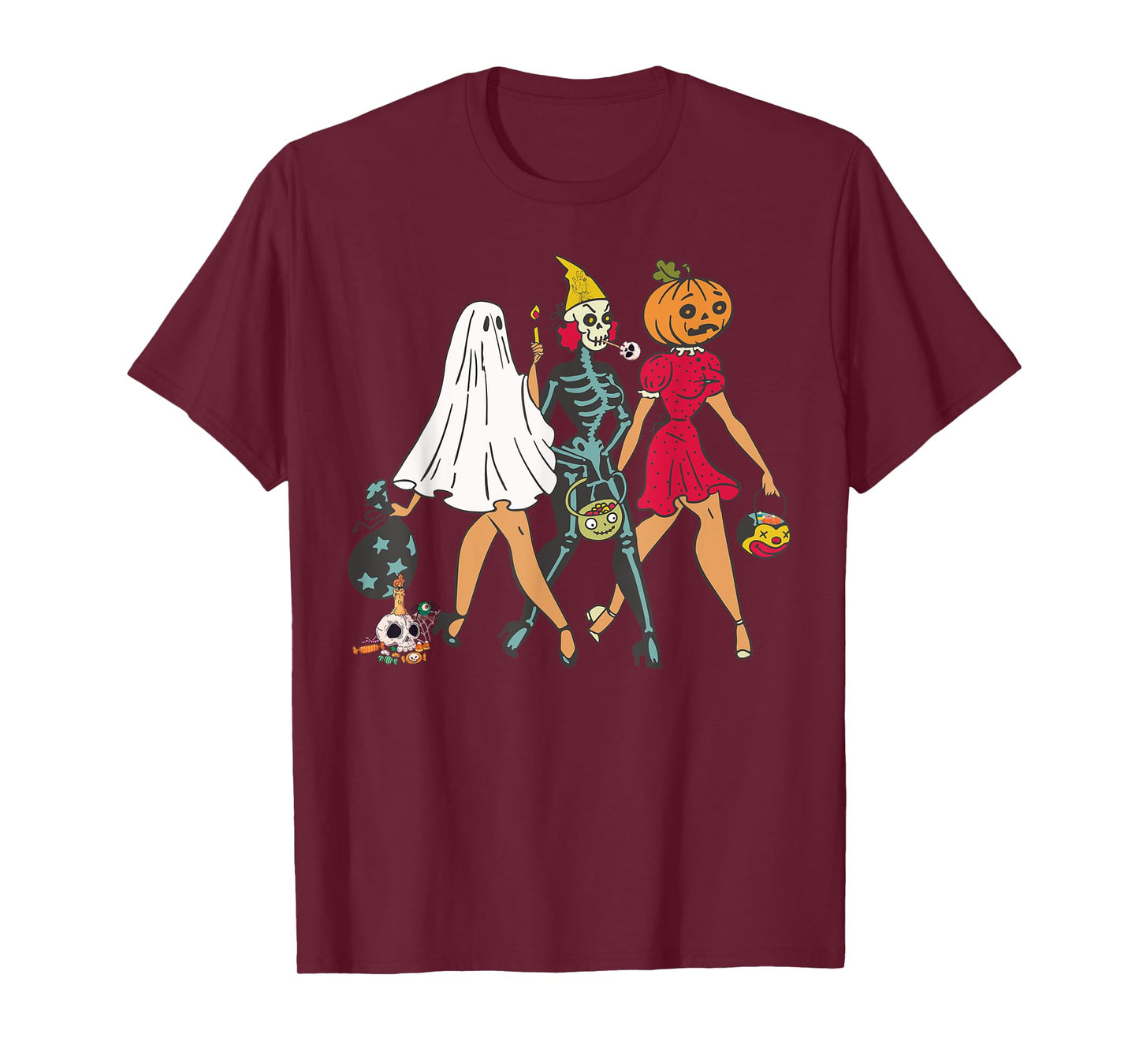 Halloween Witch Pin Up Retro Vintage Pumpkin Women T-Shirt
