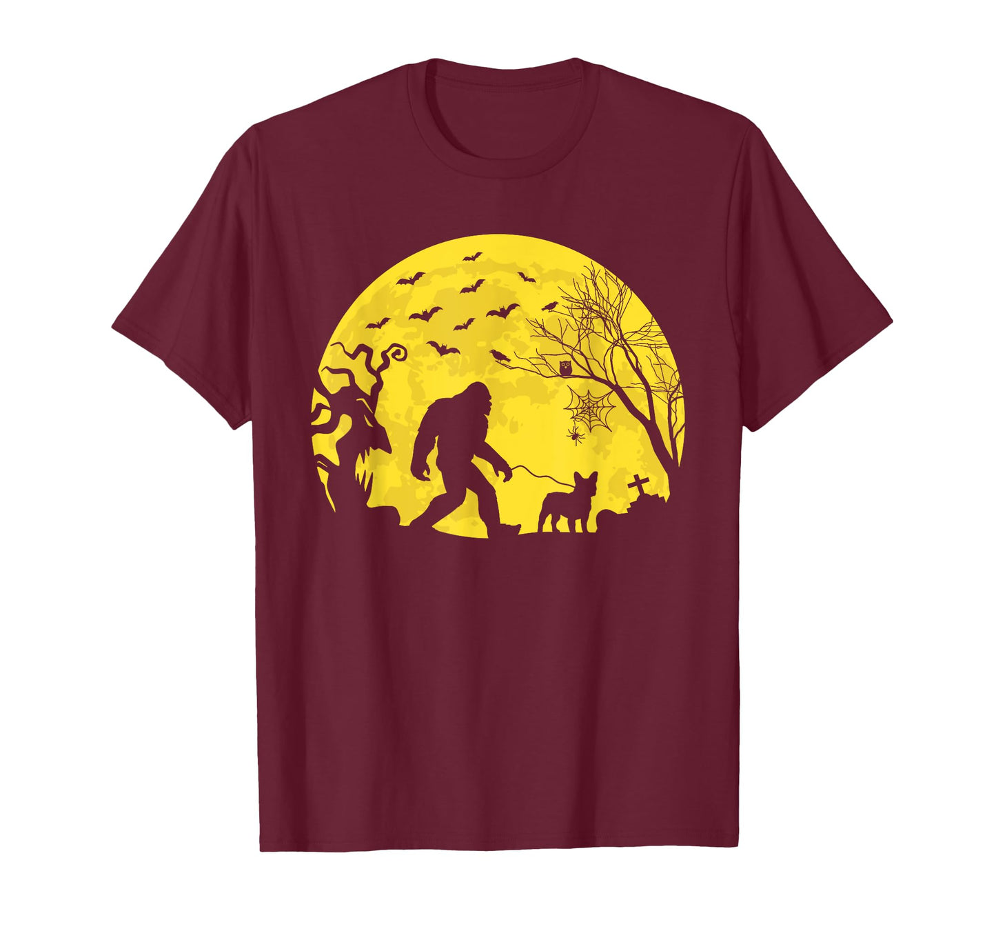 Halloween Bigfoot Walking French Bulldog T-Shirt