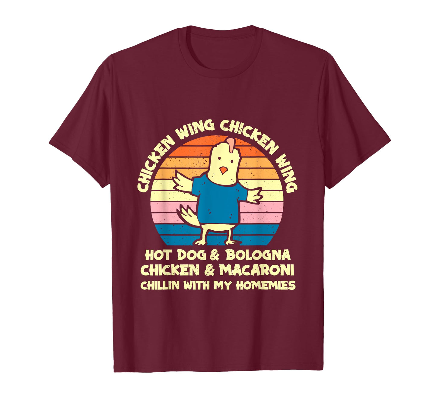 Funny Chicken Wing Song Lyric Hot Dog Bologna Macaroni Kids T-Shirt