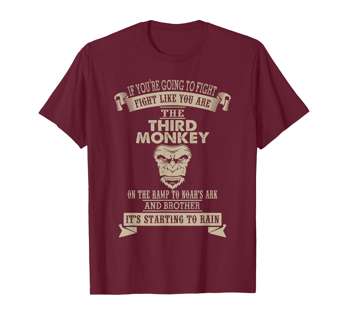 Fight Like The Third Monkey Funny Monkey Tee T-Shirt