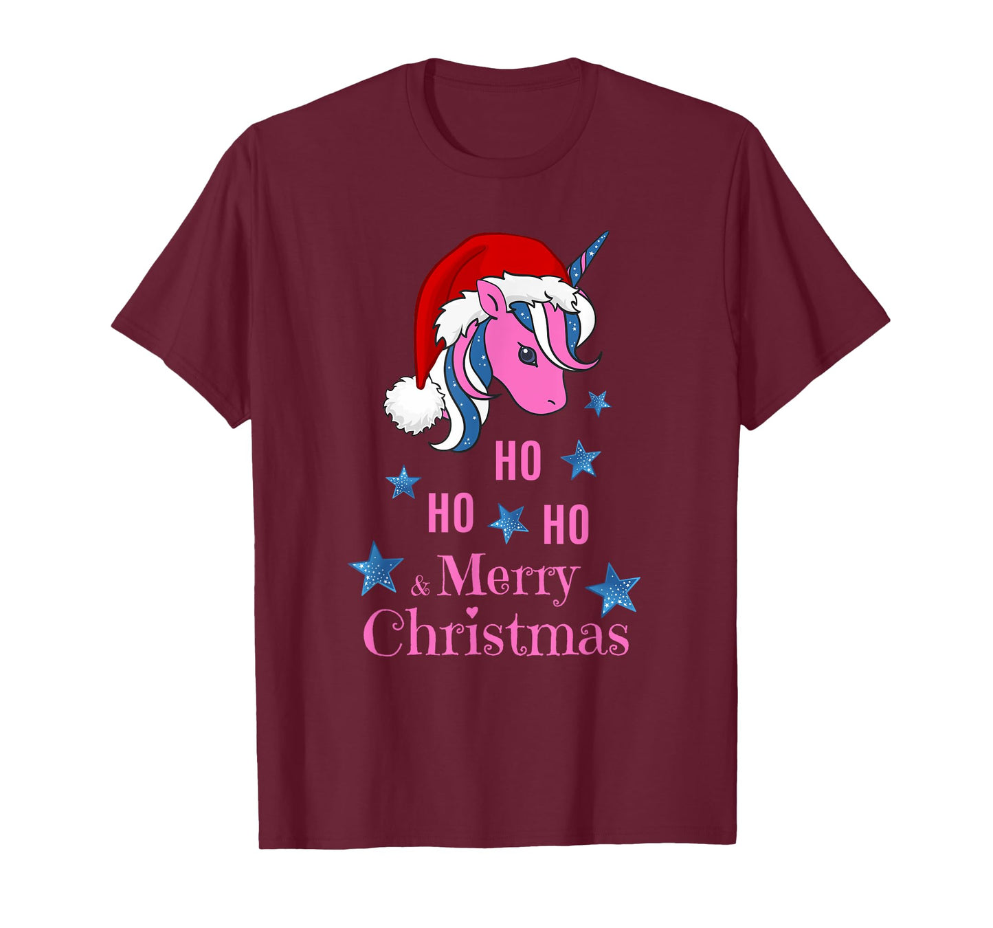 Pink Unicorn Santa Merry Christmas T-Shirt