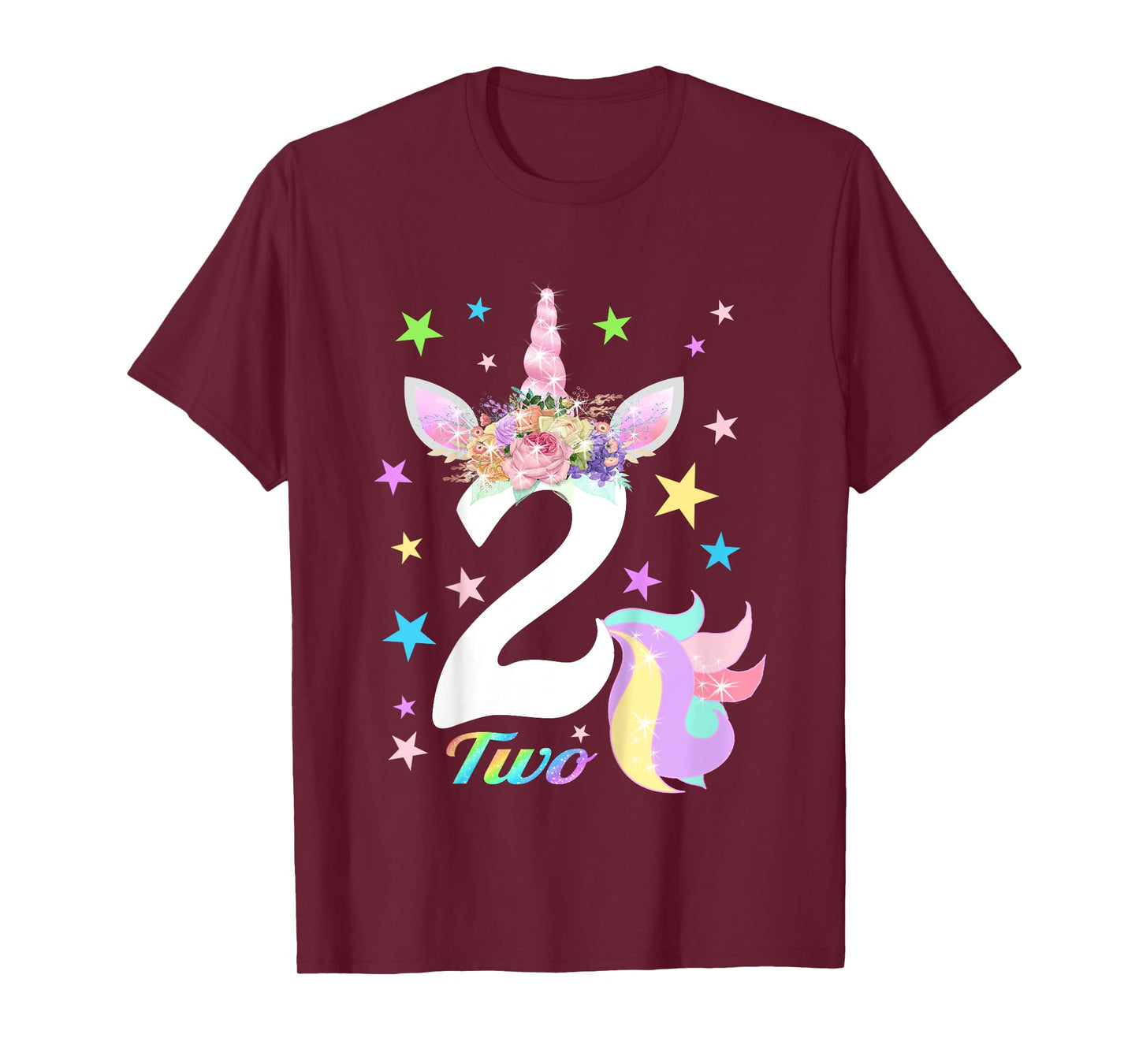 Number 2 (Two) Unicorn 2nd Birthday Shirt for 2 Year Old T-Shirt