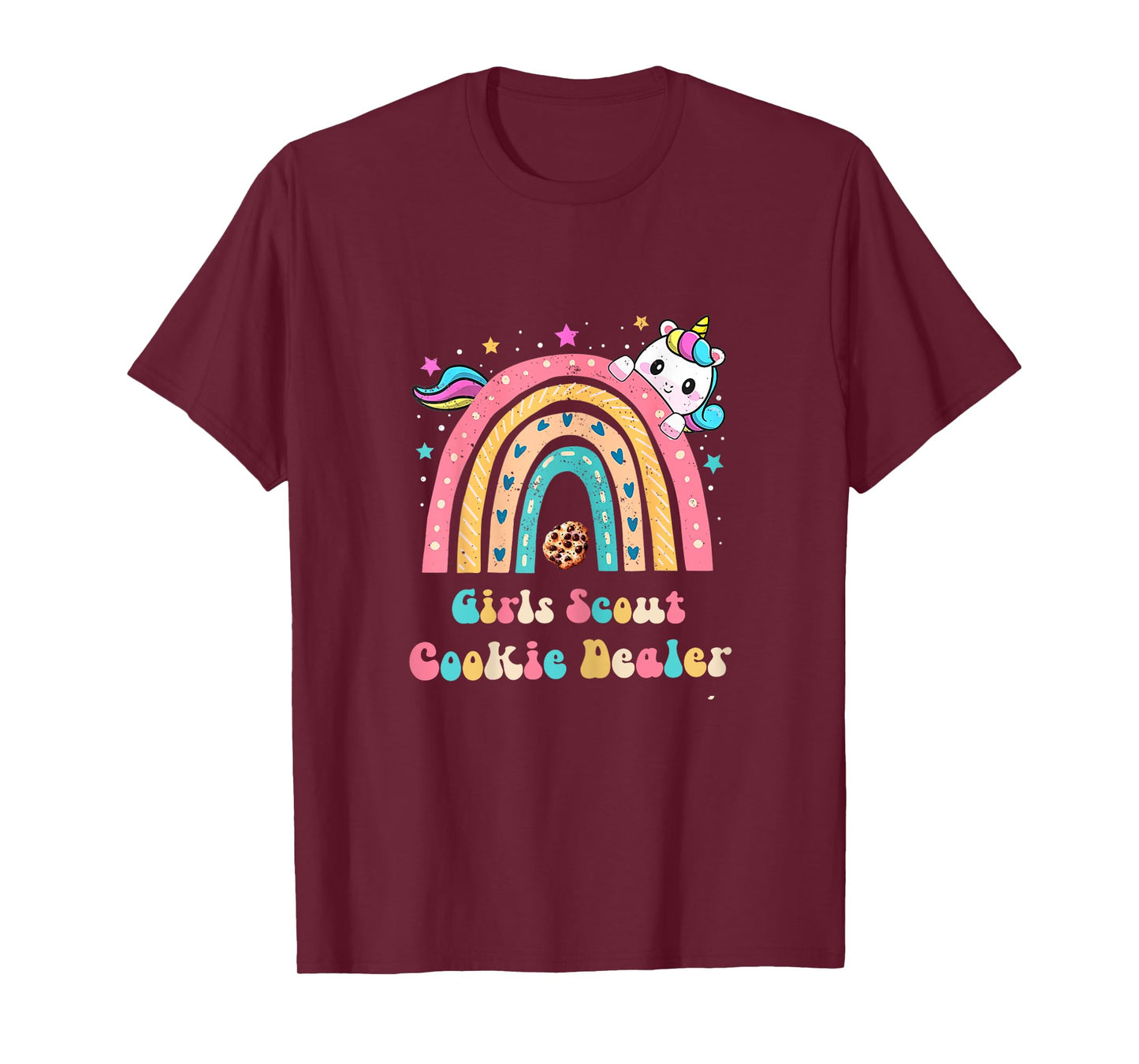 Scouts for Girls Cookie Dealer : Rainbow and Unicorn Design T-Shirt